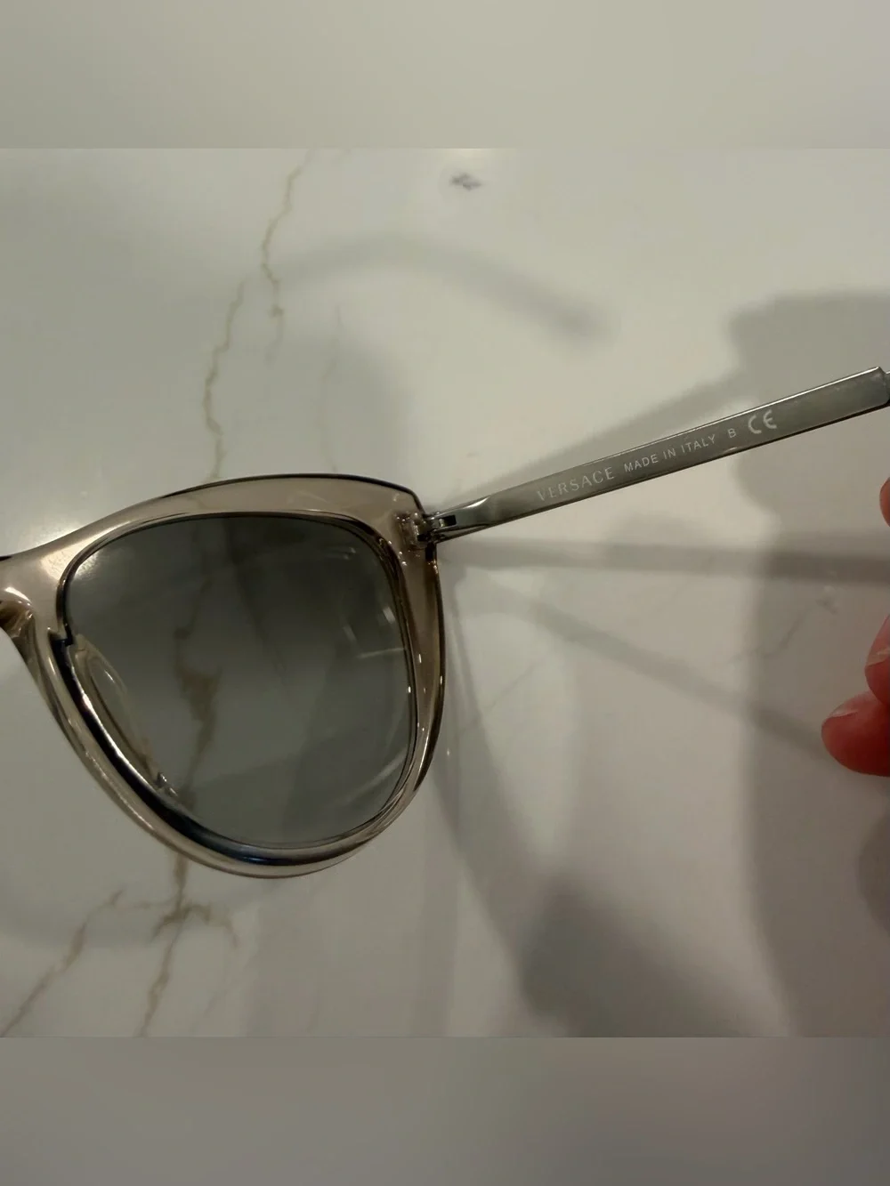 Versace Cat-Eye Sunglasses in Light Beige and Black